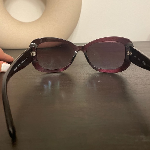 Chanel rectangle sunglasses red burgundy color current style - Picture 7 of 16